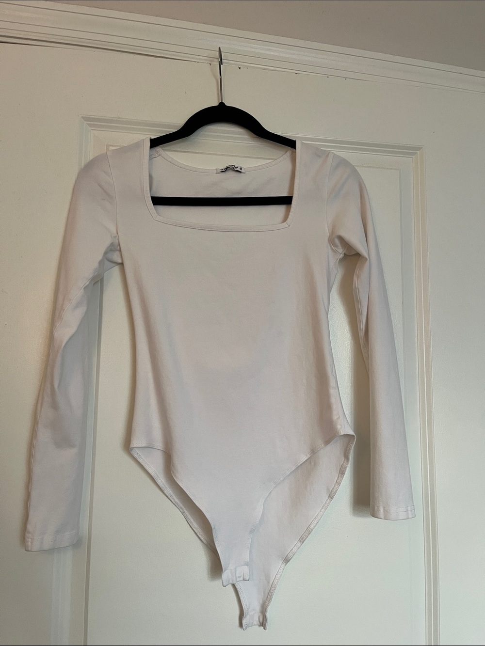 White Long Sleeve Square Neck Bodysuit